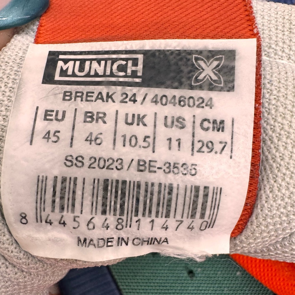 Munich Break 24 Mens 11 Grey Blue Orange Suede Mesh Gum Sole Sneakers - Picture 6 of 9